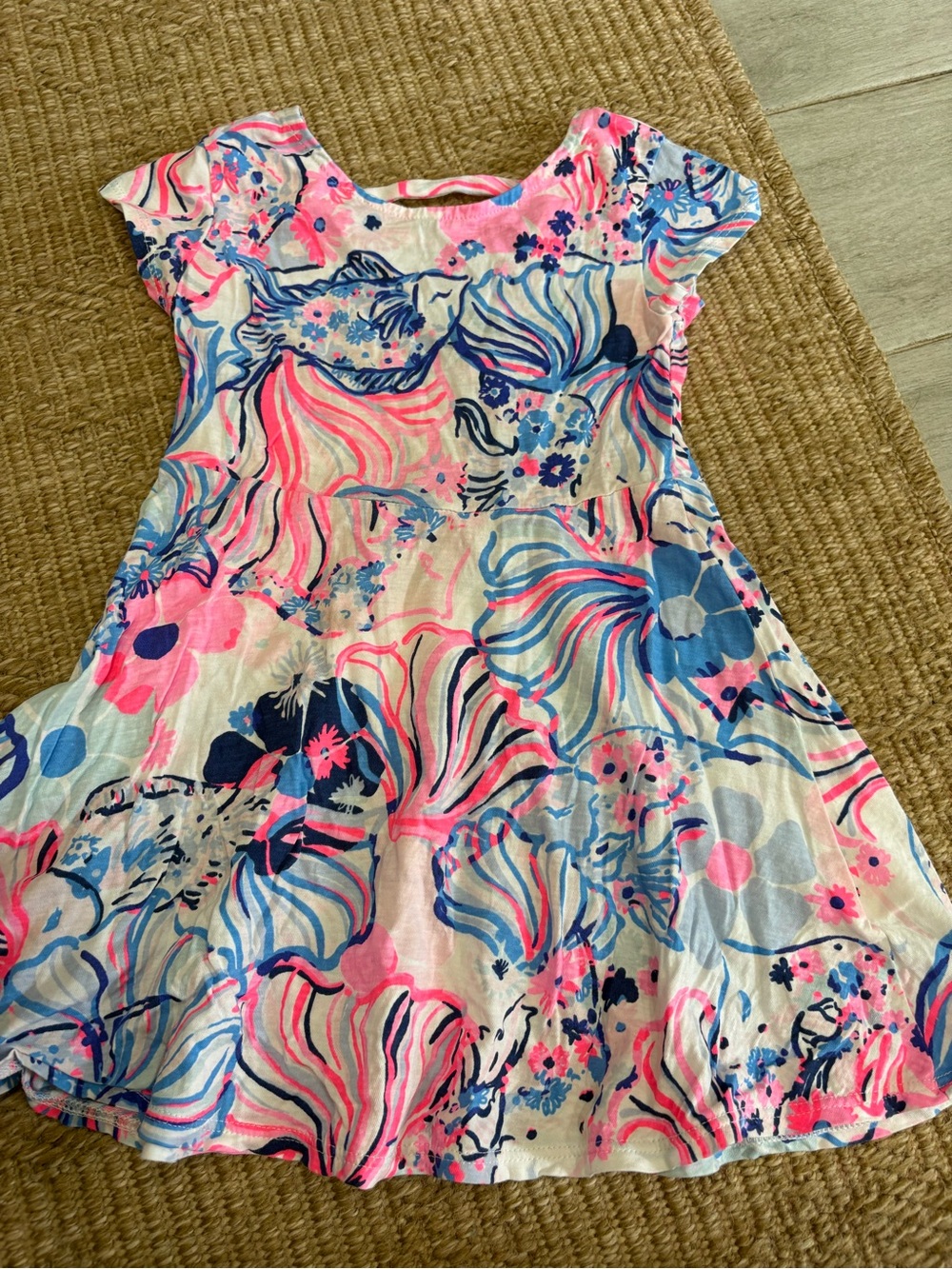 Lilly Pulitzer Girls Pink Blue Floral Swing Coverup Dress